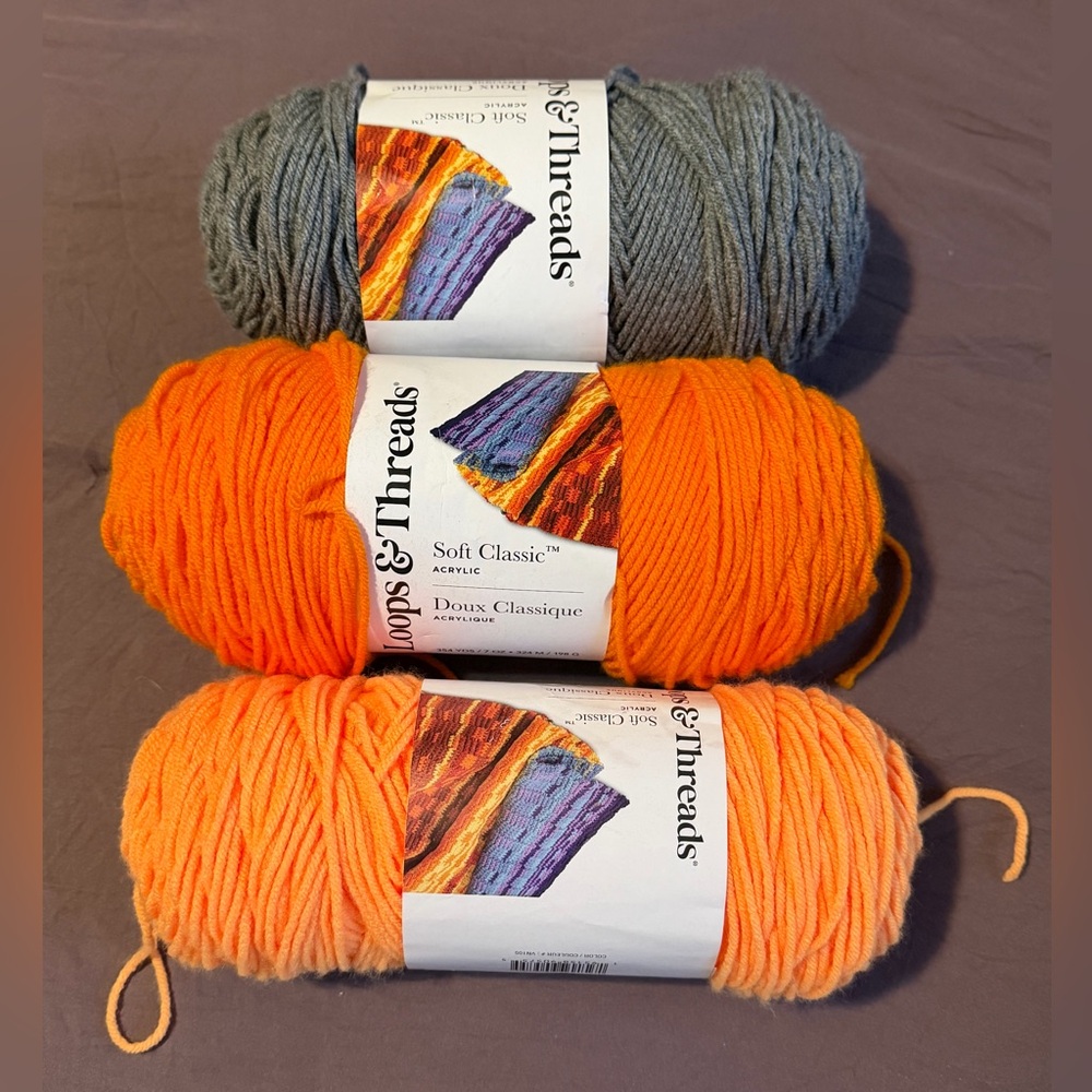 Loops & Threads Soft Classic Yarn Bundle - Gray and Orange